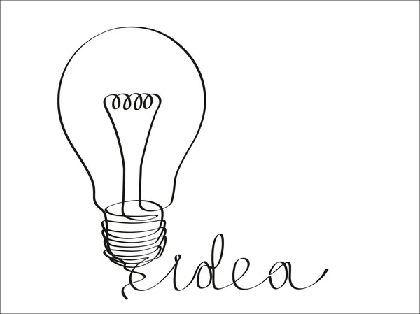Idea Light Bulb Vector Illustration Continuous One Line Drawing — Stock vektor