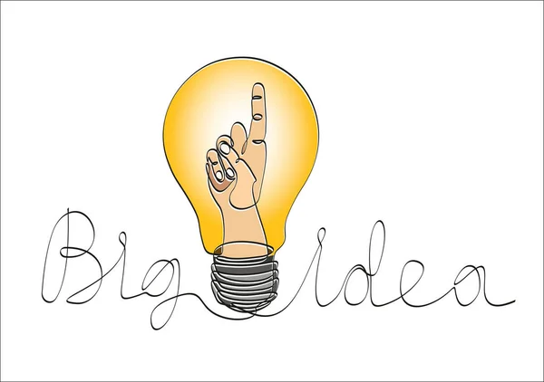 Hand Drawn Light Bulb Hand Vector Illustration Continuous One Line — Stock vektor
