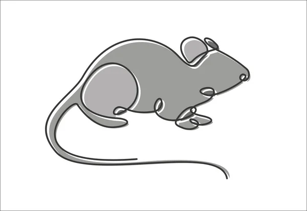 Ikona Myši Vektorová Ilustrace Kontinuální Kresba Jedné Čáry — Stockový vektor