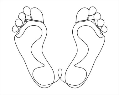 Ayak çiziminin vektör çizimi. Devam eden bir doğru çizimi.