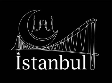 İstanbul kentinin vektör illüstrasyonu. Sürekli bir çizgi.