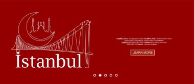 İstanbul kentinin vektör illüstrasyonu. Sürekli bir çizgi.