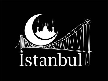 İstanbul kentinin vektör illüstrasyonu. Sürekli bir çizgi.