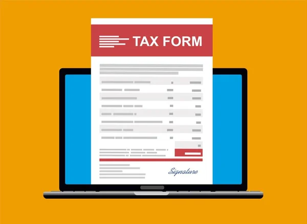 Vector Illustration Tax Form Laptop — Stock vektor