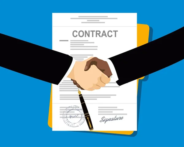 Vector Illustration Handshake Contract — Stock Vector