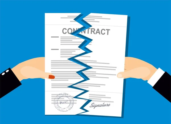 Vector Illustration Tearing Contract — Stock Vector