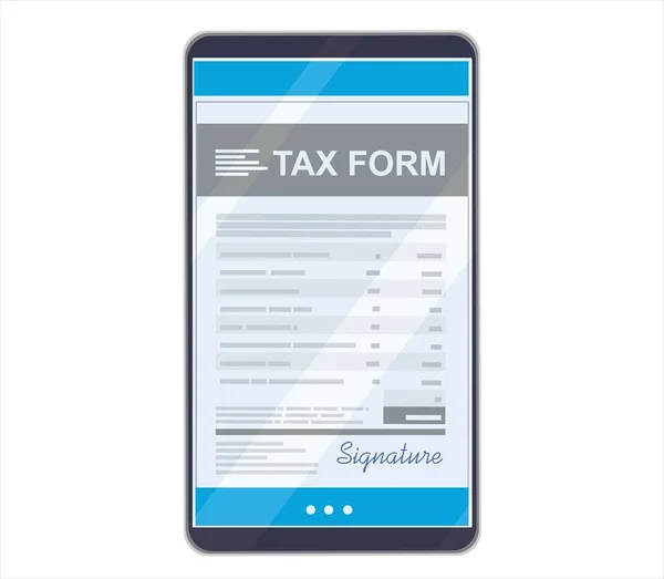 Vector Illustration Modern Smartphonewith Tax Form — Stock vektor