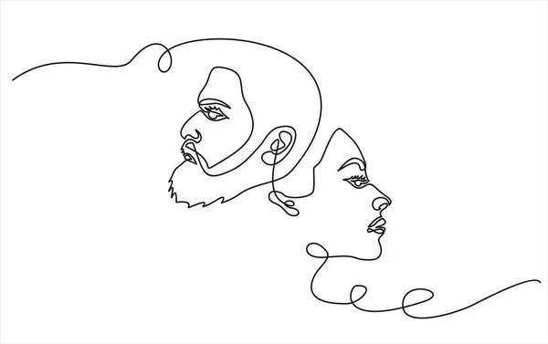 Continuous Line Drawing Woman Man Continuous One Line Drawing — Stock vektor
