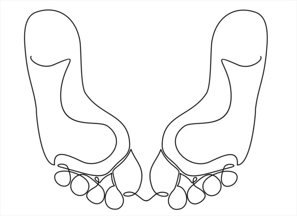 Vektorskizze Der Abbildung Der Füße Kontinuierliche Linienzeichnung — Stockvektor