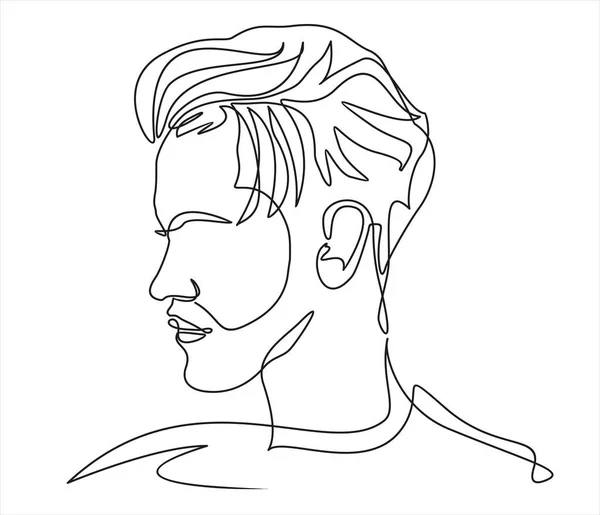 Homme Croquis Isolé Sur White Continuous Dessin Ligne — Image vectorielle