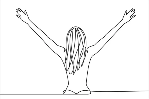 Vacker Kvinna Utövar Yoga Isolerad Vit Bakgrund Kontinuerlig Linje Ritning — Stock vektor