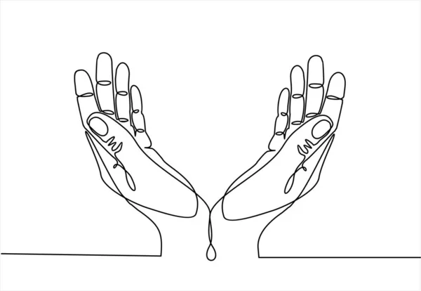 Linha Desenhada Mão Arte Das Mãos Ilustração Vetoral Desenho Contínuo — Vetor de Stock