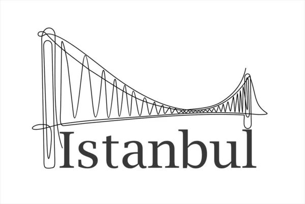 Illustration Vectorielle Ville Istanbul Continuous Dessin Ligne — Image vectorielle