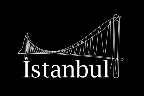 Vektor Illusztrációja Város Isztambul Folyamatos Egy Vonal Rajz — Stock Vector