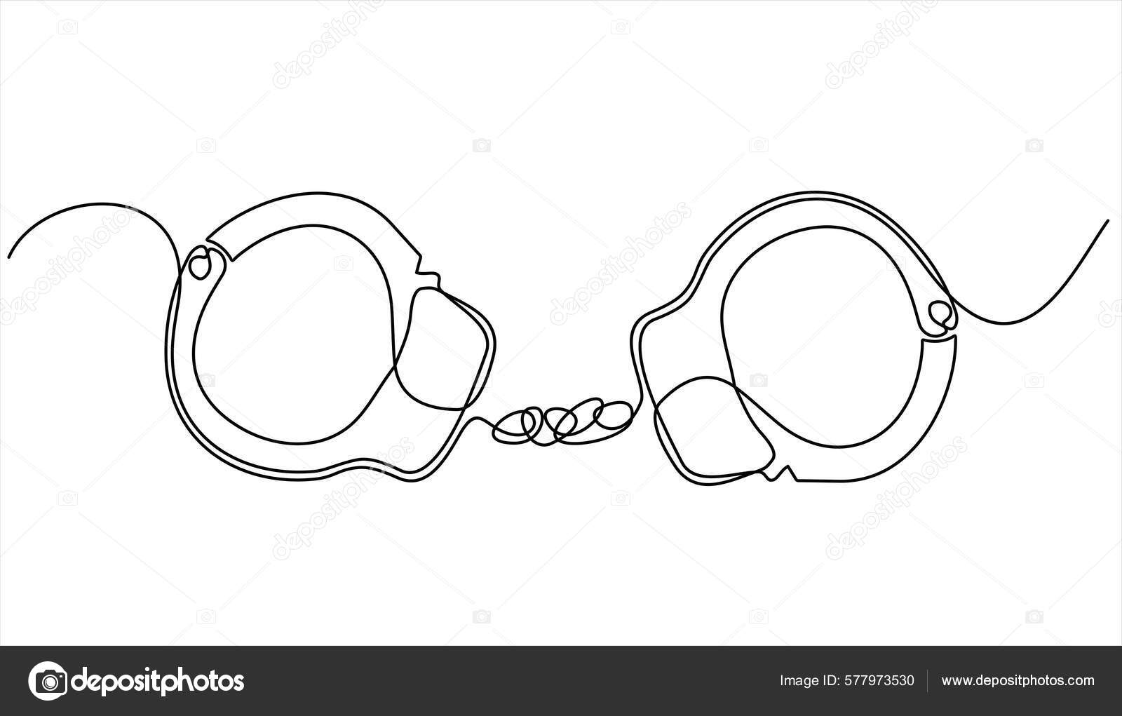 Vector Illustration Line Drawing Handcuffs Continuous One Line Drawing