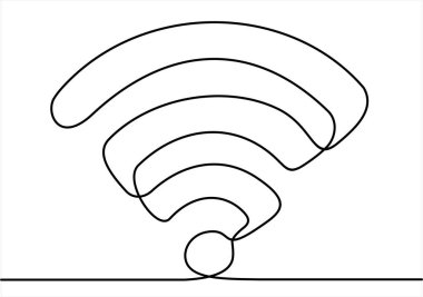 Wi-Fi ikon vektör çizimi. Sürekli tek bir çizgi çiziyor.