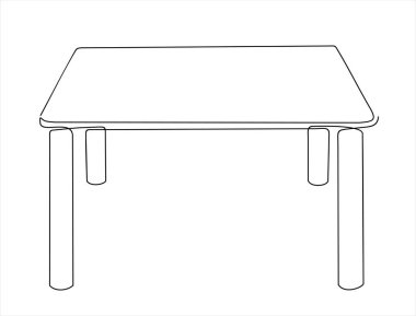 Masa simgesi. Web için ahşap vektör simgelerinin özet çizimi. Devam eden bir çizgi çizimi