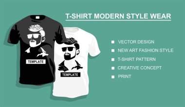 Tasarımın için üzerinde insan resmi olan bir tişört. vektör illüstrasyonu