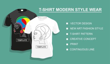 Tasarımınız için t-shirt şablonu. Vektör illüstrasyonu. Sürekli bir doğru çizimi.