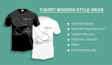 Tasarımın için ayaklı tişört şablonu. Vektör illüstrasyonu. Sürekli bir doğru çizimi.