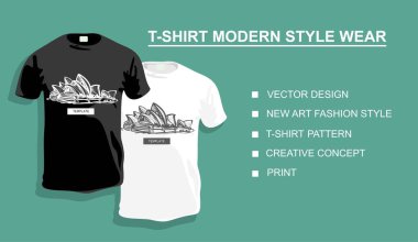 Dizaynınız için Sidney Tiyatrosu tişört şablonu. vektör illüstrasyonu