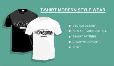 Tasarımın için üzerinde araba olan tişört şablonu. vektör illüstrasyonu