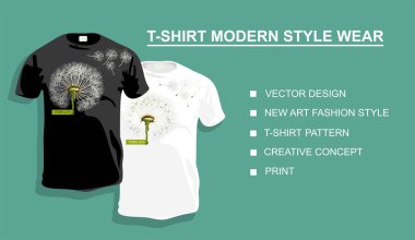 Tasarımın için karahindiba desenli tişört. vektör illüstrasyonu