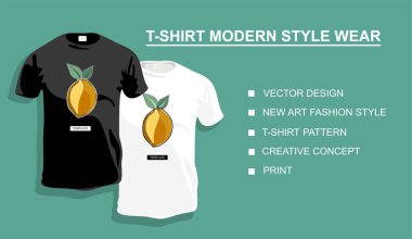 Tasarımın için limonlu tişört şablonu. vektör illüstrasyonu