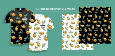 Tasarımın için limonlu tişört şablonu. vektör illüstrasyonu