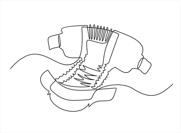 Vector Illustration Diaper Line Drawing Continuous One Line Drawing — ストックベクタ