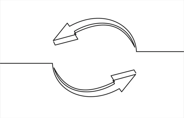 Arrows Icon Vector Illustration Continuous One Line Drawing — ストックベクタ