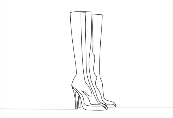 Desenho Linha Contínua Botas Desenho Contínuo Uma Linha — Vetor de Stock