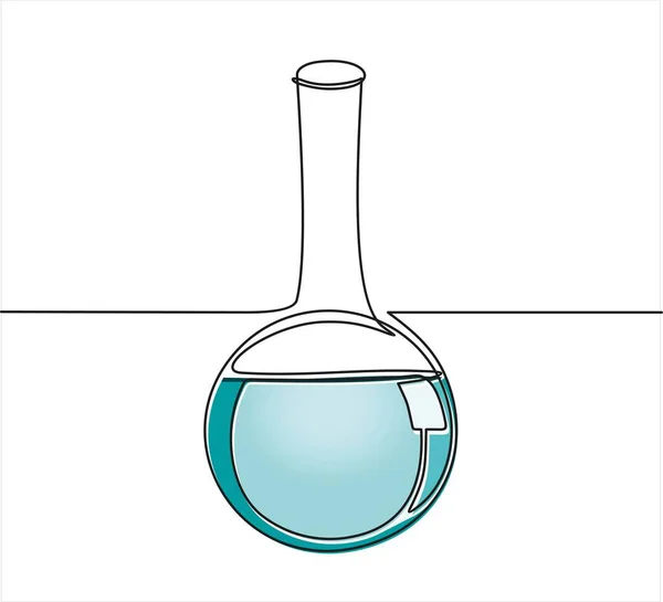Vektorillustration Eines Reagenzglases Mit Einer Flüssigkeit Kontinuierliche Linienzeichnung — Stockvektor