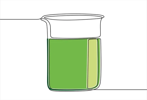 Vektorillustration Eines Reagenzglases Mit Einer Flüssigkeit Kontinuierliche Linienzeichnung — Stockvektor