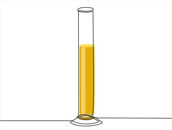 Vektorillustration Eines Reagenzglases Mit Einer Flüssigkeit Kontinuierliche Linienzeichnung — Stockvektor