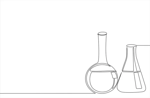 Vektorillustration Eines Reagenzglases Mit Einer Flüssigkeit Kontinuierliche Linienzeichnung — Stockvektor