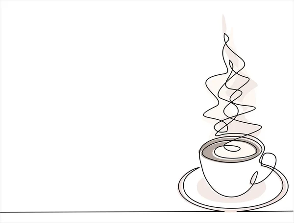 Hot Coffee Cup Vector Illustration Continuous One Line Drawing — Stock Vector