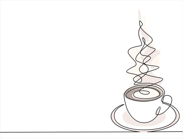 Copo Café Quente Vetor Ilustration Continuous Desenho Linha — Vetor de Stock