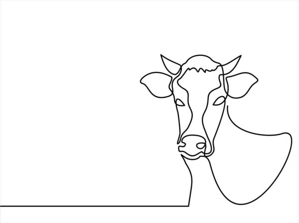 Vektorillustration Der Zeichentrickskizze Cow Continuous One Line Drawing — Stockvektor