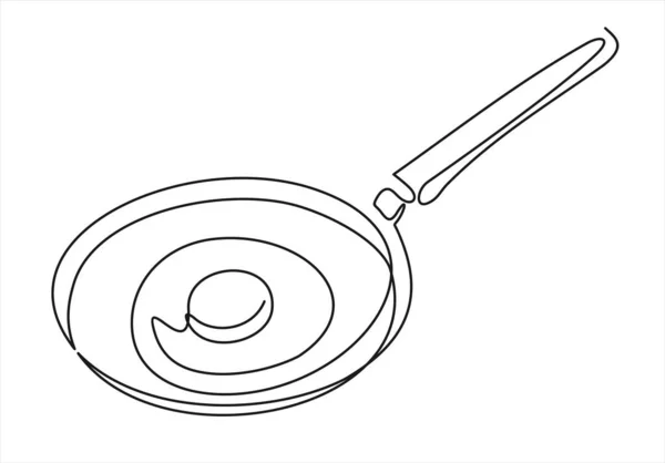 Иконка Сковороды Контур Кухонной Утвари Векторные Иллюстрации Непрерывный Рисунок Одной — стоковый вектор