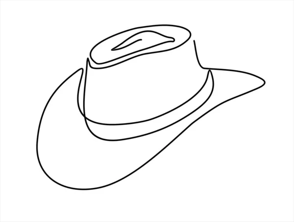 Vector Illustration Hat Icon Continuous One Line Drawing — Stock Vector