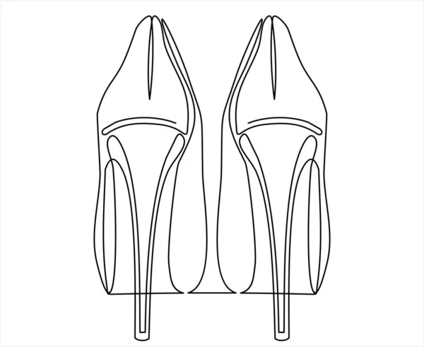 Kadın Ayakkabılarının Vektör Çizimi Sürekli Bir Çizgi — Stok Vektör