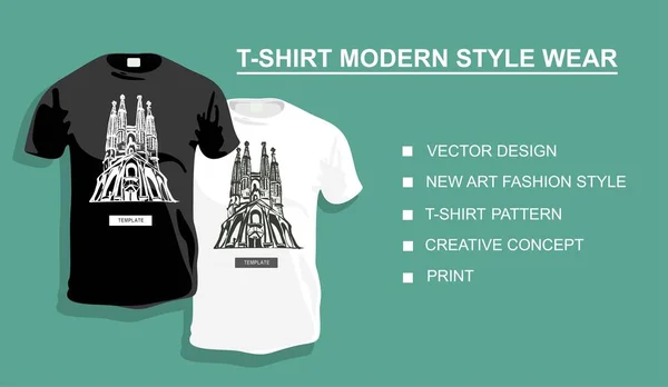 Shirt Template Sagrada Familia Your Design Vector Illustration — Stock Vector