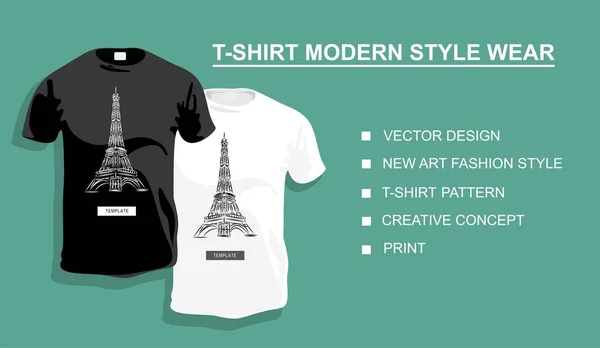 Shirt Template Eiffel Tower Your Design Vector Illustration — Stock Vector