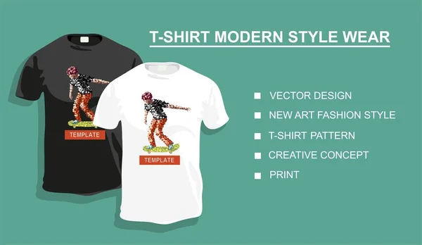 Shirt Vorlage Mit Skateboarder Für Dein Design Vektorillustration — Stockvektor