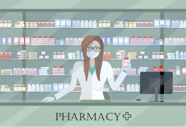 İş vektörü illüstrasyon tasarımında eczacı