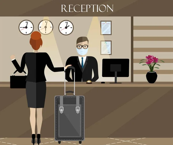 Woman Hotel Reception Vector Illustration — Stock Vector