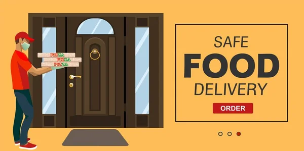 Safe Food Delivery Text Vector Illustration —  Vetores de Stock