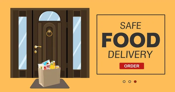 Safe Food Delivery Text Vector Illustration —  Vetores de Stock
