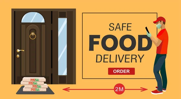 Vector Illustration Safe Food Delivery — Stock Vector
